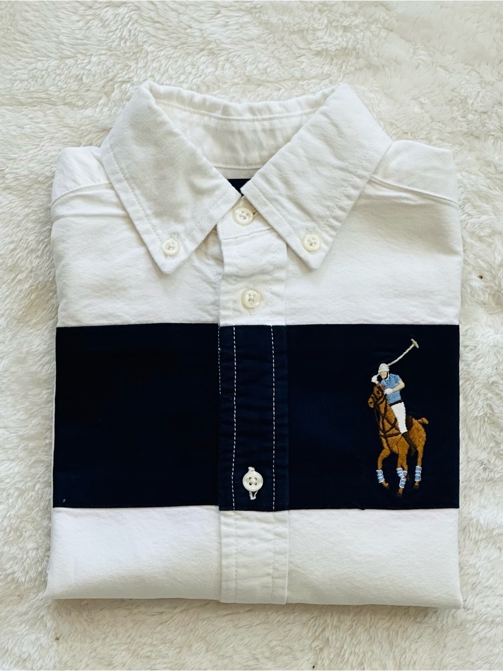 Polo Ralph Lauren Toddler Boys Big Pony Banner Stripe Oxford Shirt White #3 3T - Picture 8 of 8